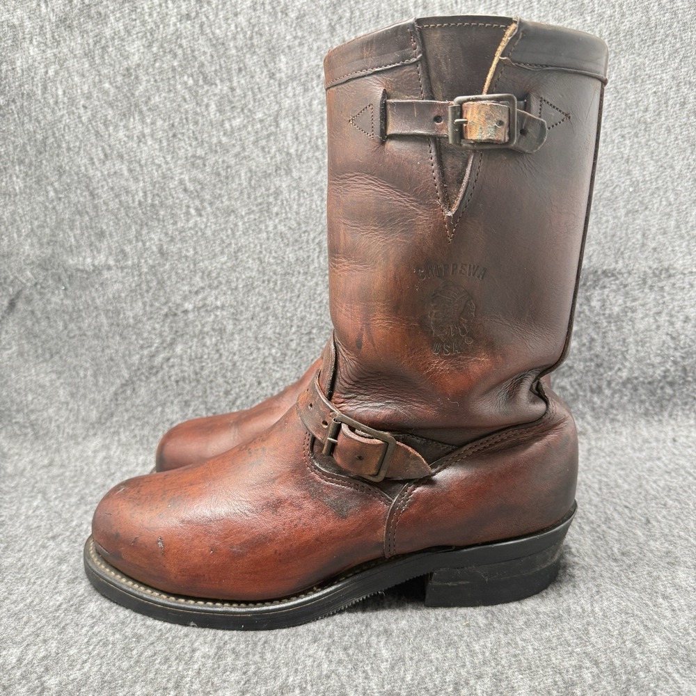 Chippewa USA Mens Engineer Boots 10.5D Brown Leather Motorcycle Biker 27864 - Picture 3 of 10